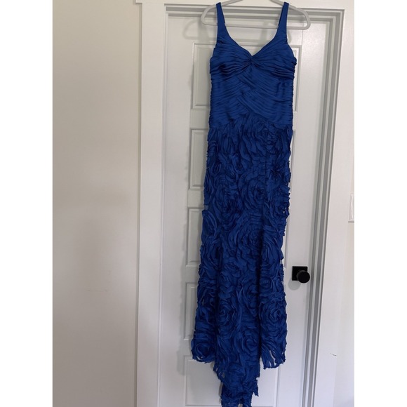 Adrianna Papell Collection Blue Gown Dress Formal Size‎ 8 3D Floral - Picture 1 of 10